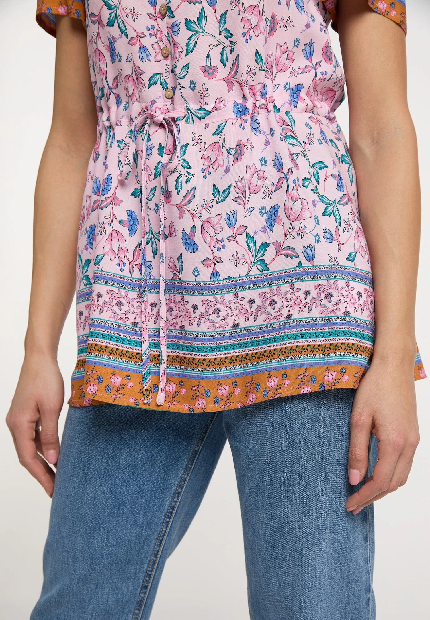 Usha Kurzarm - Blusa - Rosa Mehrfarbig - Imagen 4