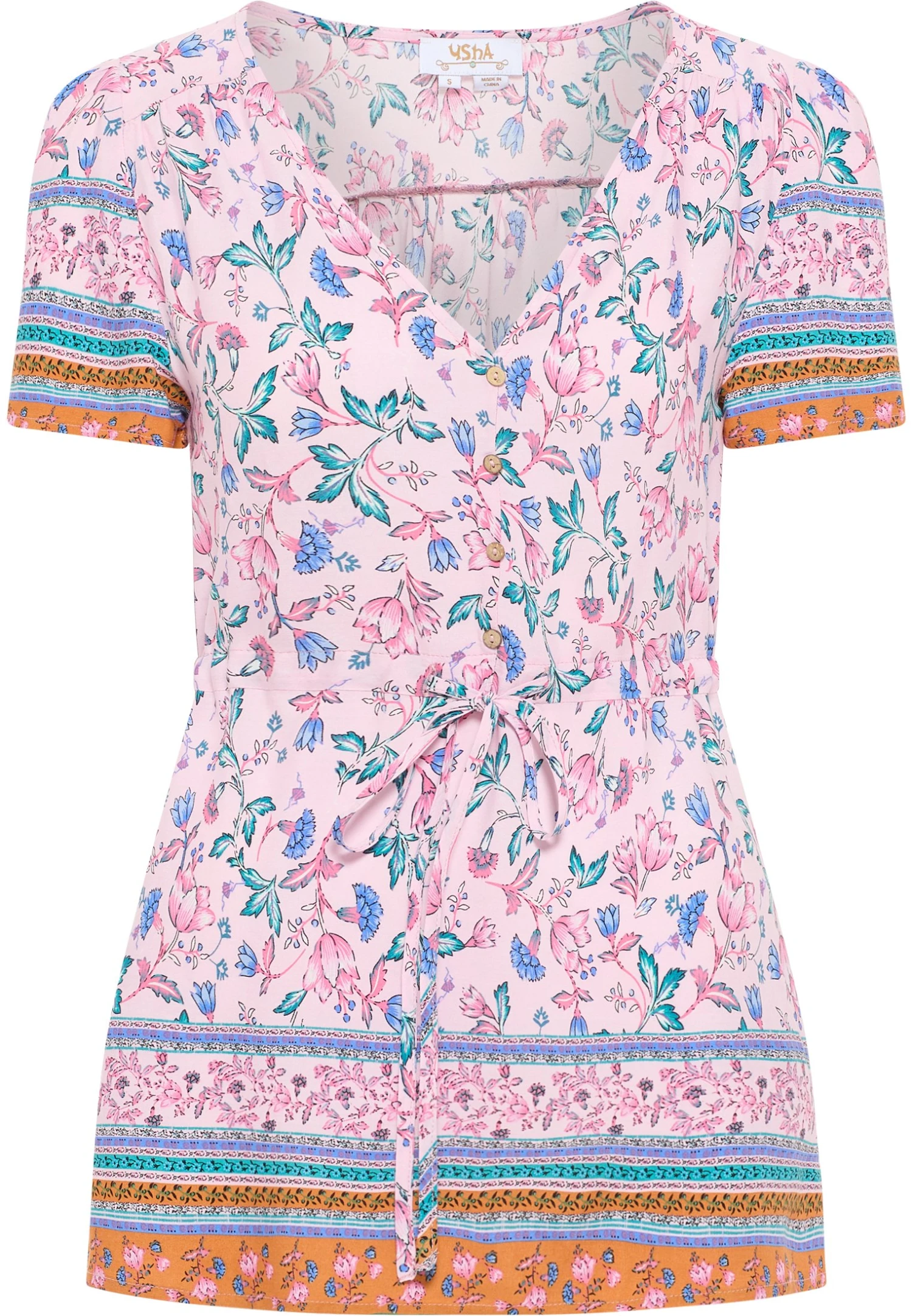 Usha Kurzarm - Blusa - Rosa Mehrfarbig - Imagen 5