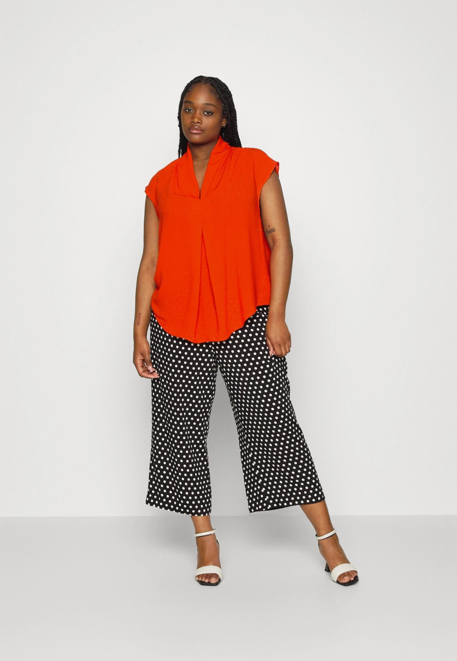 MICHAEL Michael Kors Pinstripe Crepe- Blusa - Red - Imagen 2