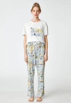 Koton Crew Neck Short Sleeve Snoopy Licensed Set - Pijama - White