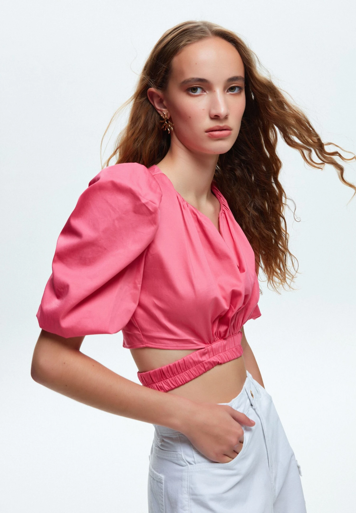 Elastic Waist Crop - Blusa - Pink - Imagen 5