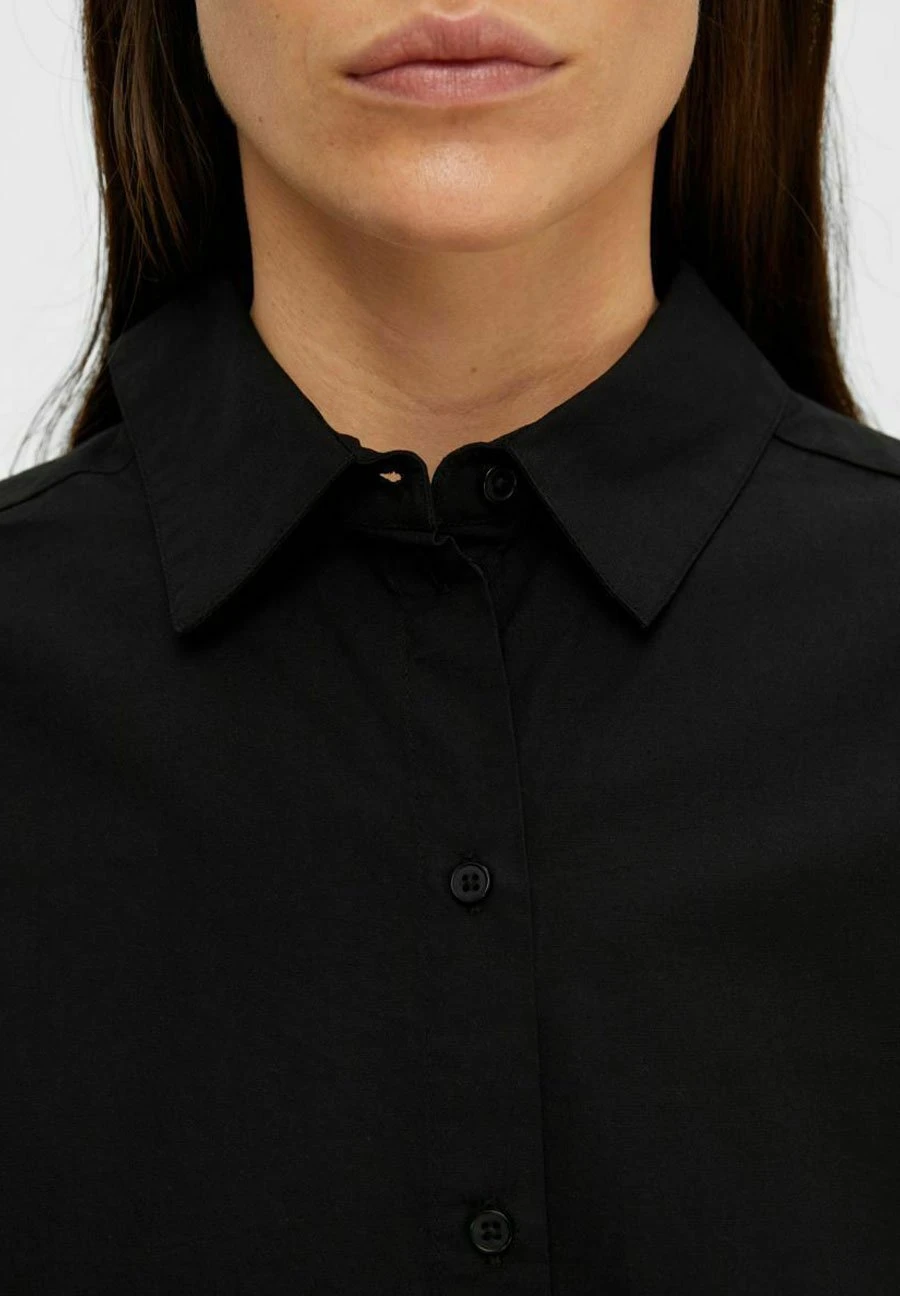 Selected Femme Kurzarm Cropped - Camisa - Black - Imagen 4