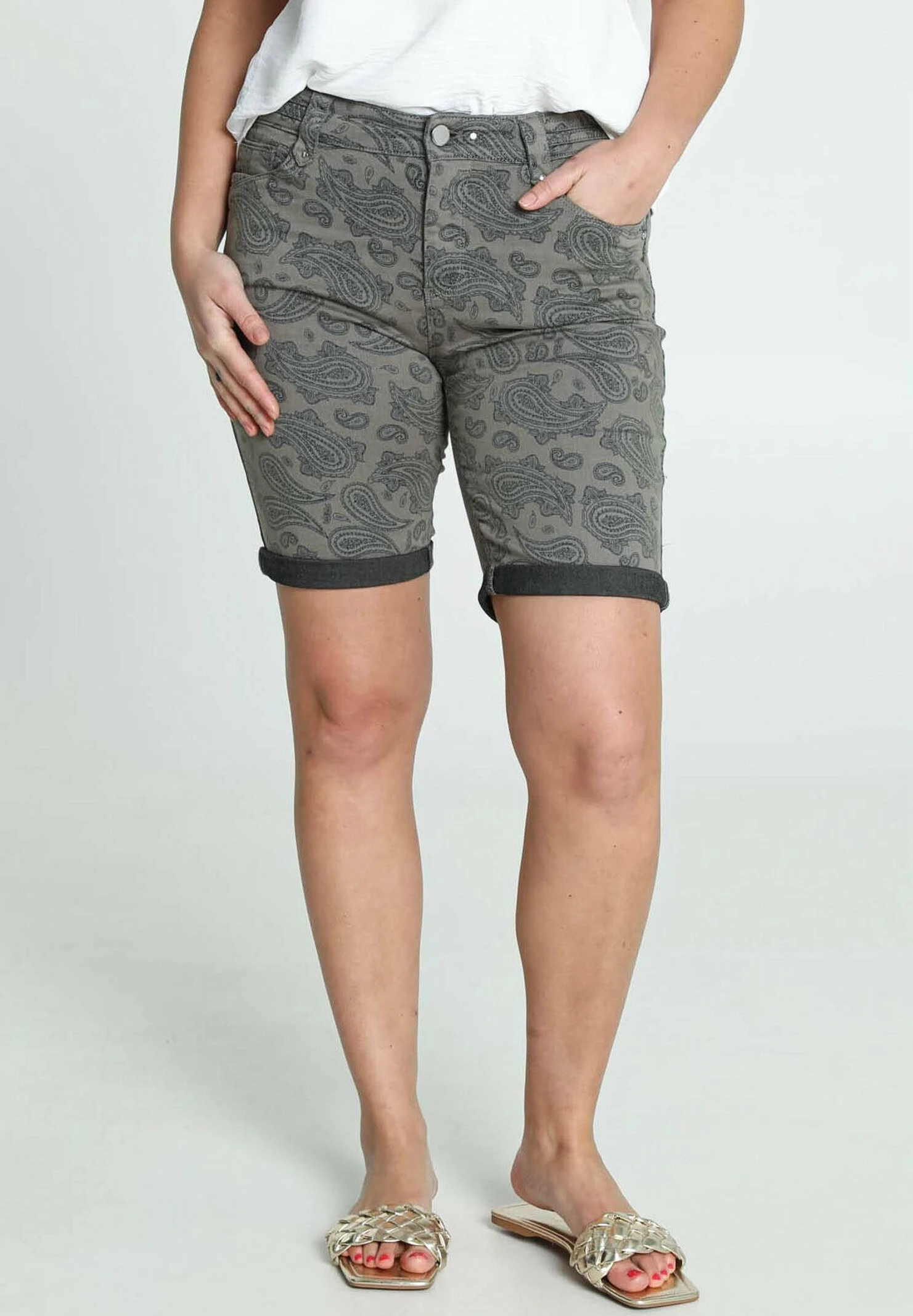 Avec Imprimé Et Poches - Shorts Vaqueros - Khaki