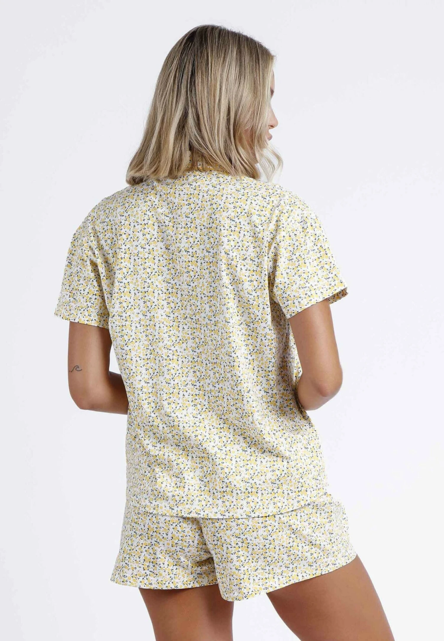 Abierto Manga Corta Voila- Pijama - Amarillo - Imagen 2