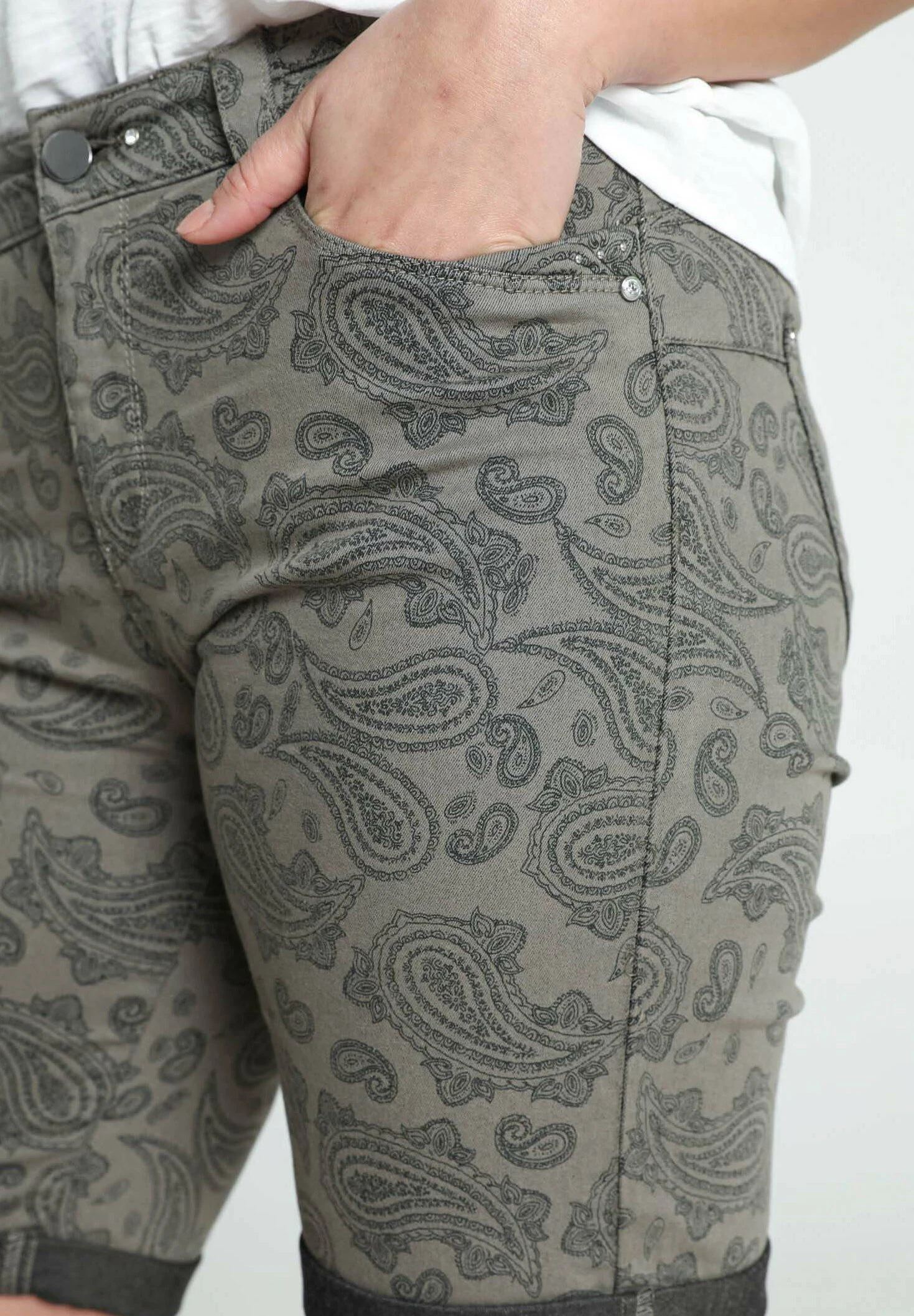 Avec Imprimé Et Poches - Shorts Vaqueros - Khaki - Imagen 4