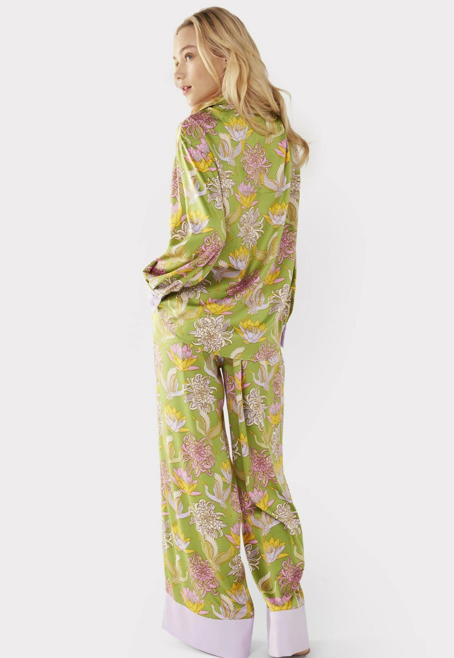 Lotus Crane Print Wide - Pijama - Olive - Imagen 3