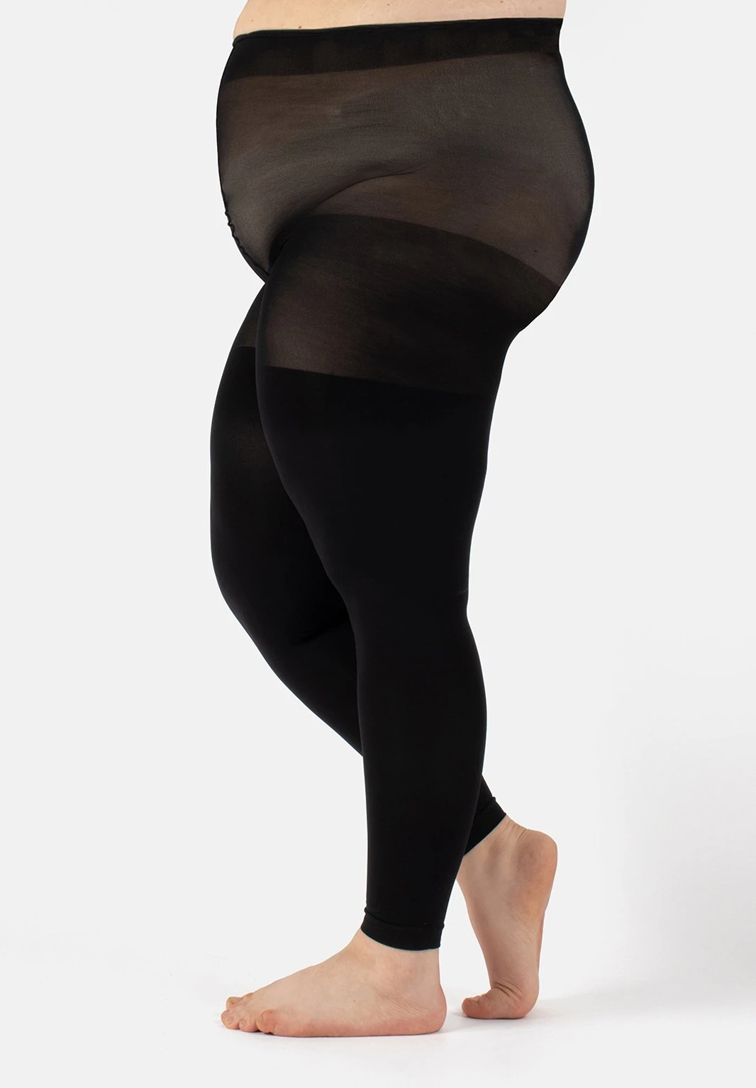 Plus Size Footless Tights - 100 Den - Medias - Black