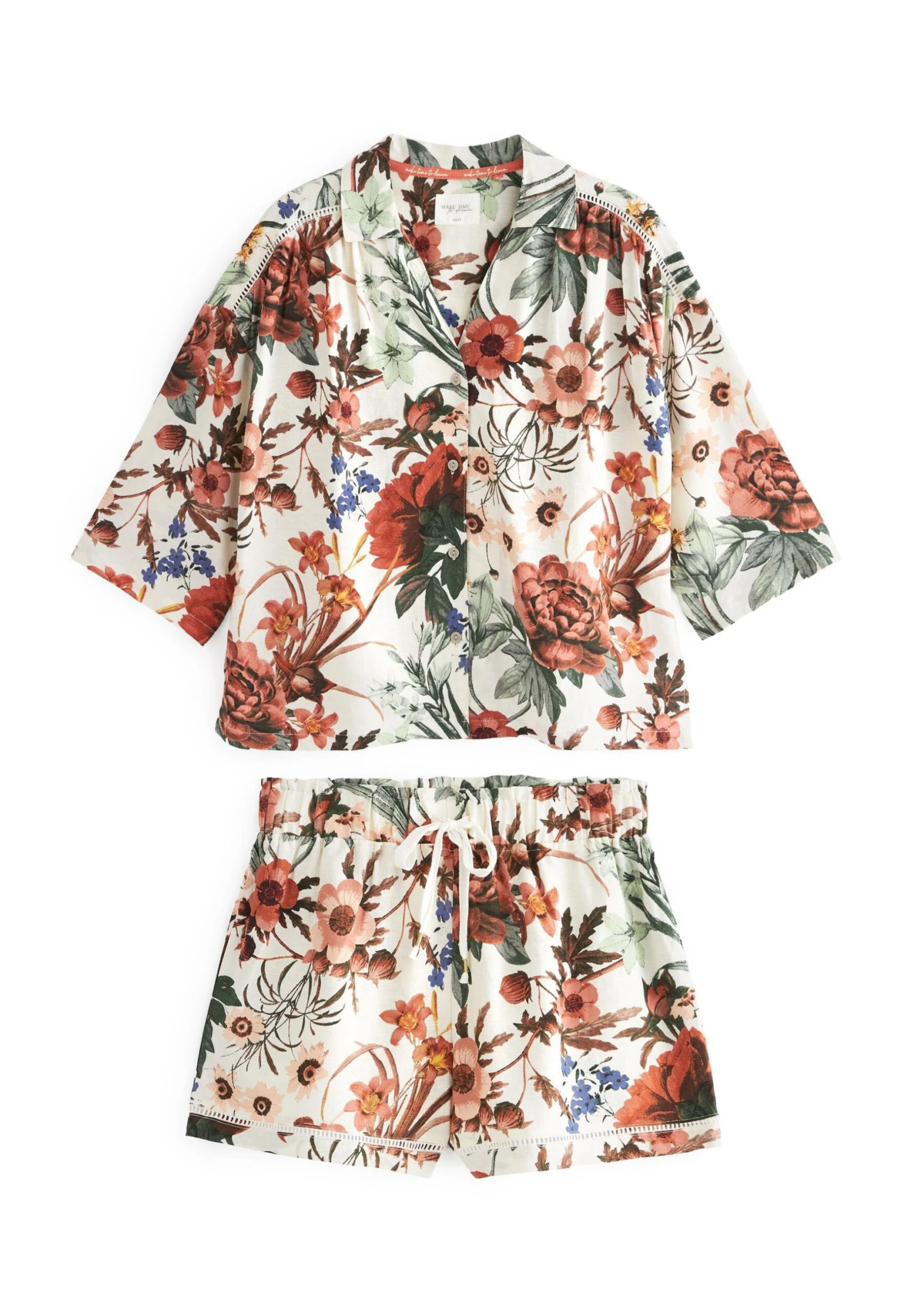 Next Blend Button Through Set - Pijama - Cream Floral - Imagen 5