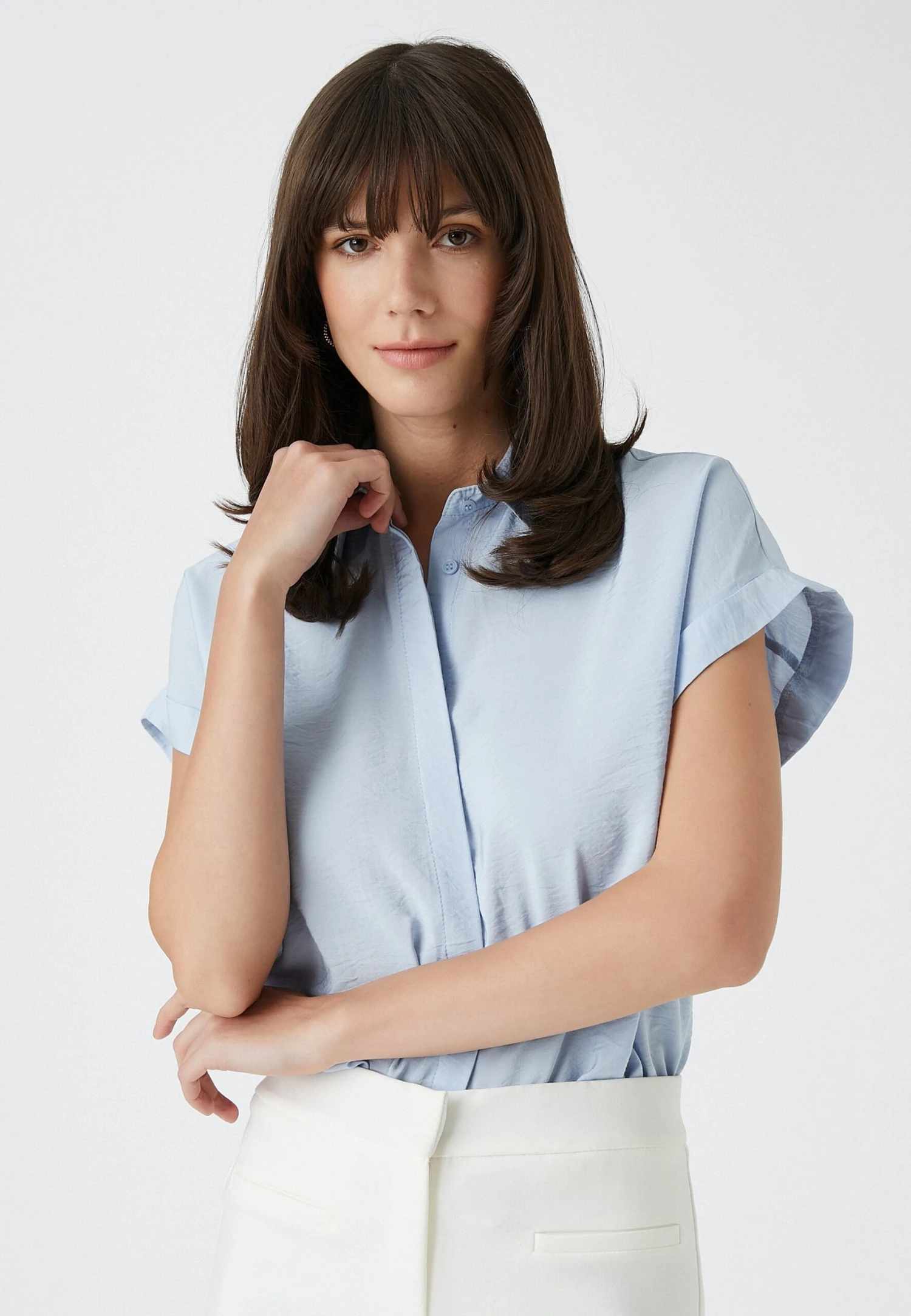 Koton Hidden Button Short Sleeve - Camisa - Blue - Imagen 4