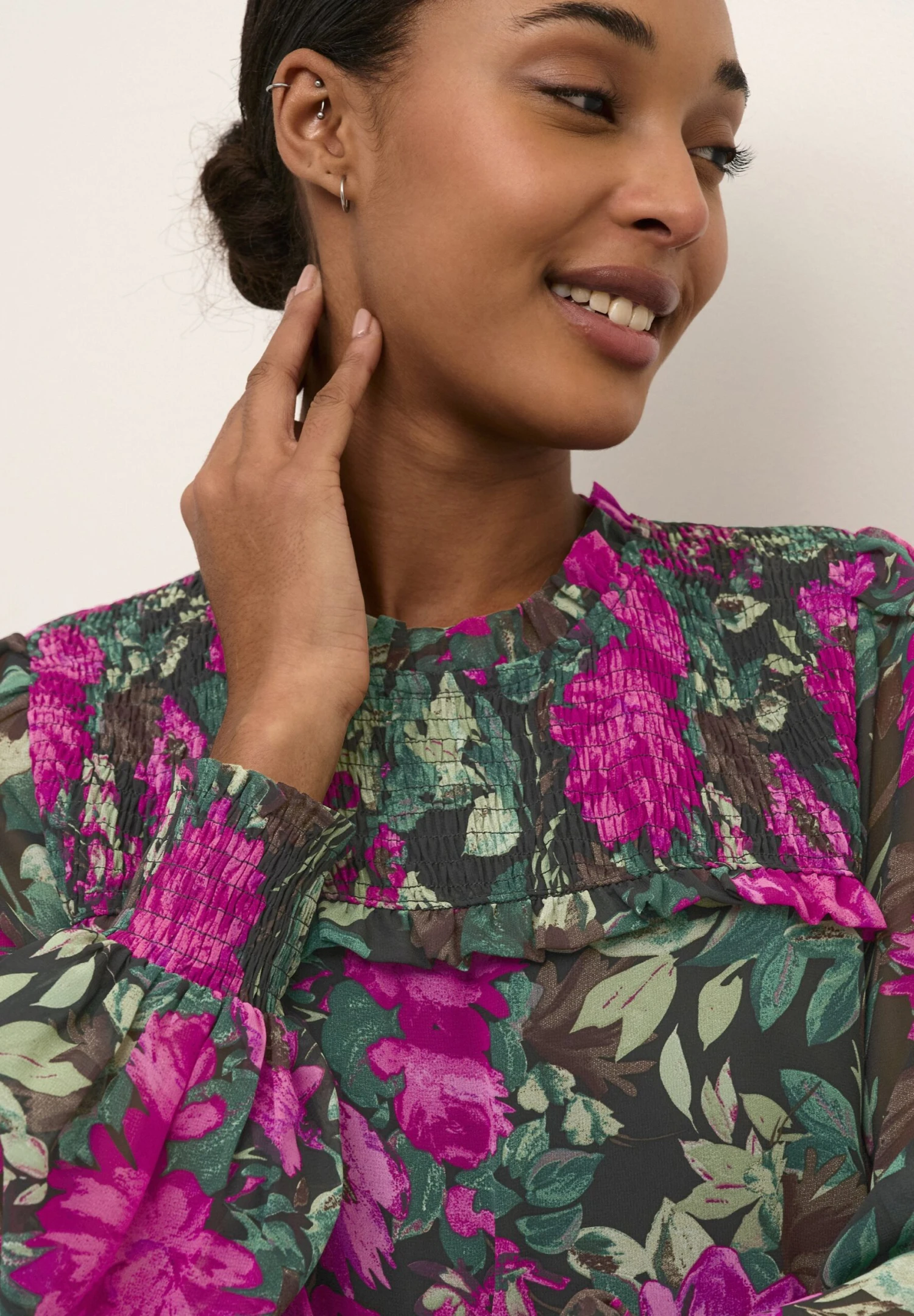 Kaffe Willa - Blusa - Fuchsia Flower Print - Imagen 4