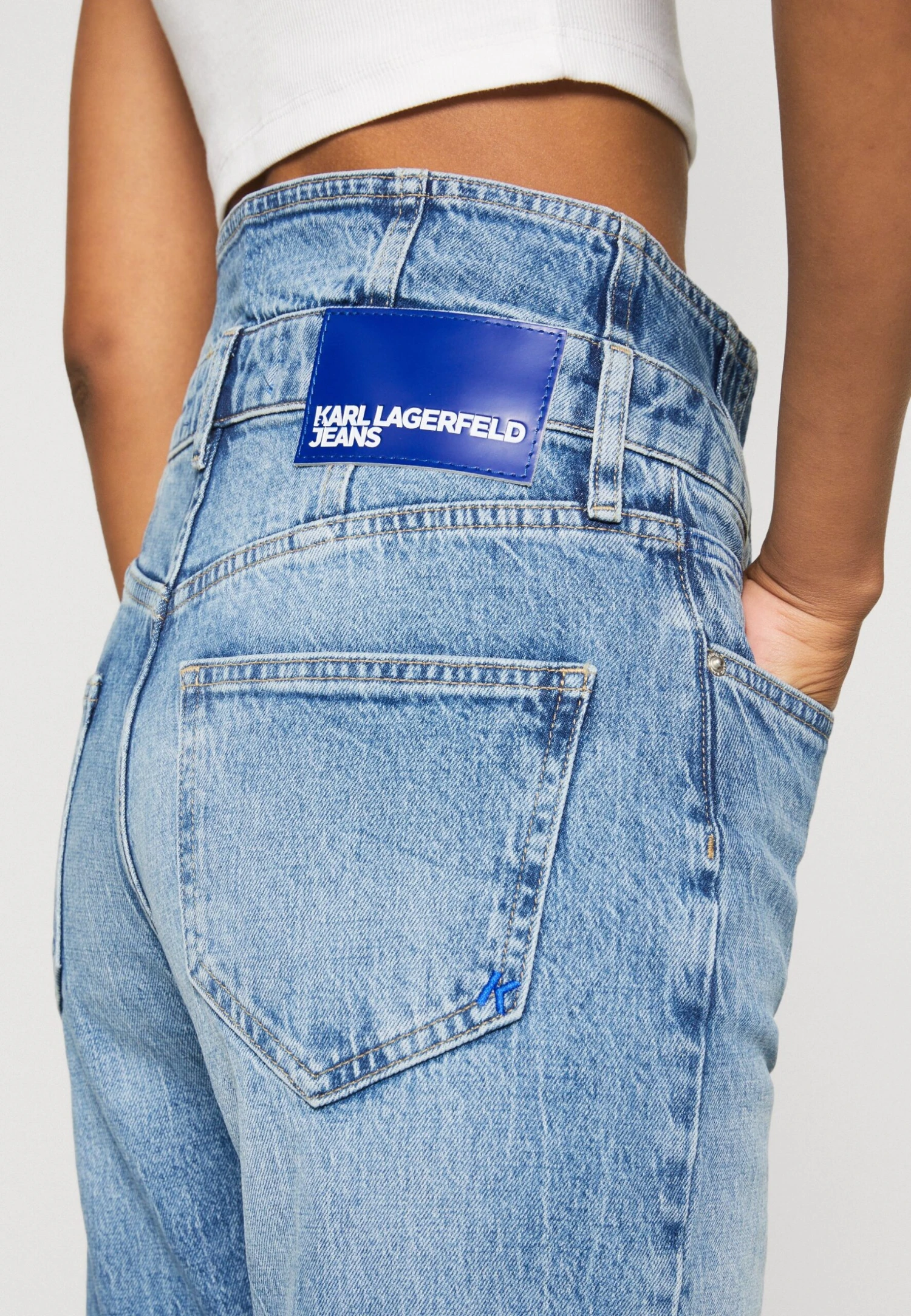 Karl Lagerfeld Jeans Waistband - Vaqueros Rectos - Vintage Visual Dark Blue - Imagen 4