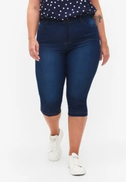 Zizzi High Waisted Amy CapriWith Super - Shorts Vaqueros - Blue Denim