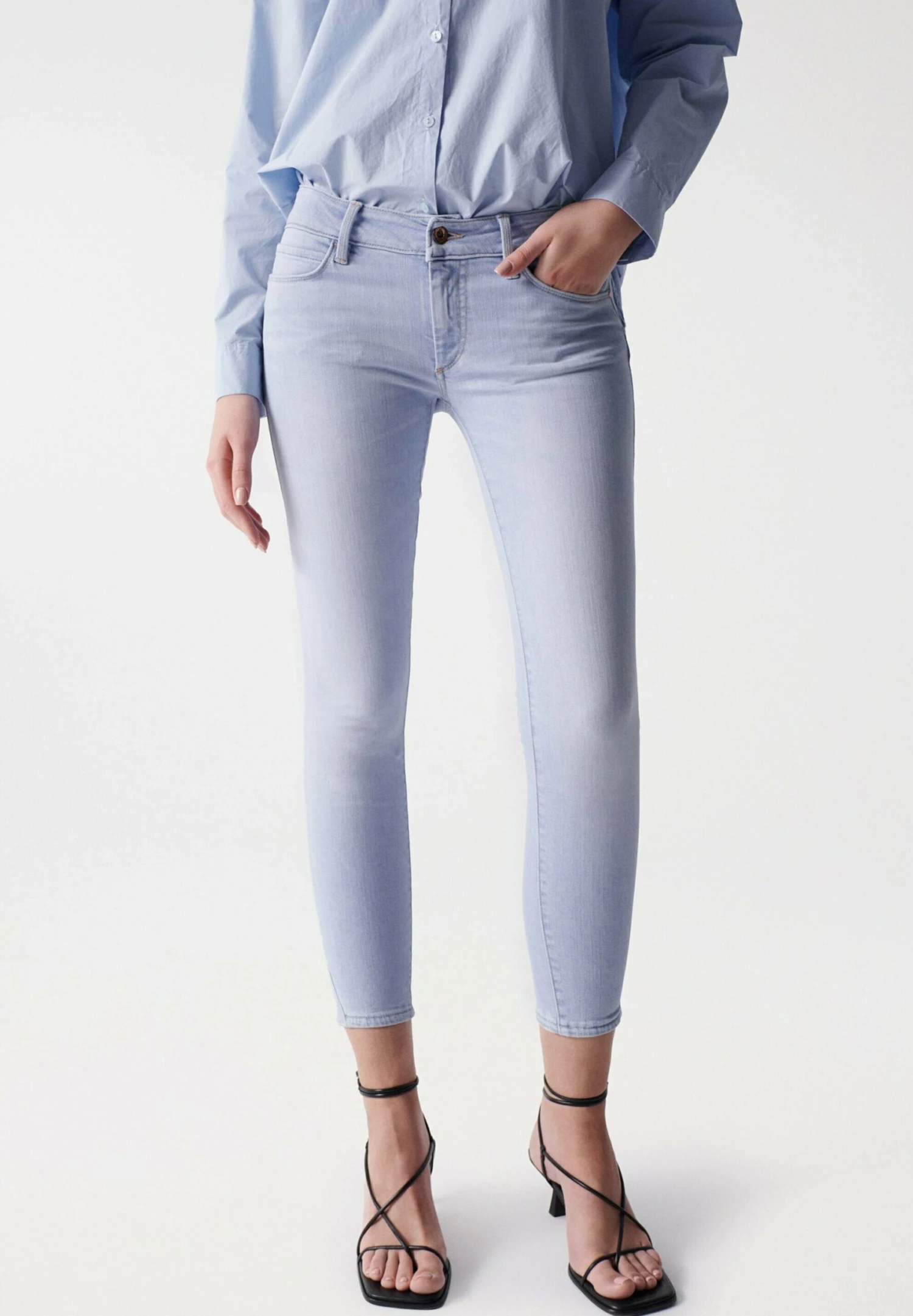 Push Up Cropped- Vaqueros Pitillo - Blue